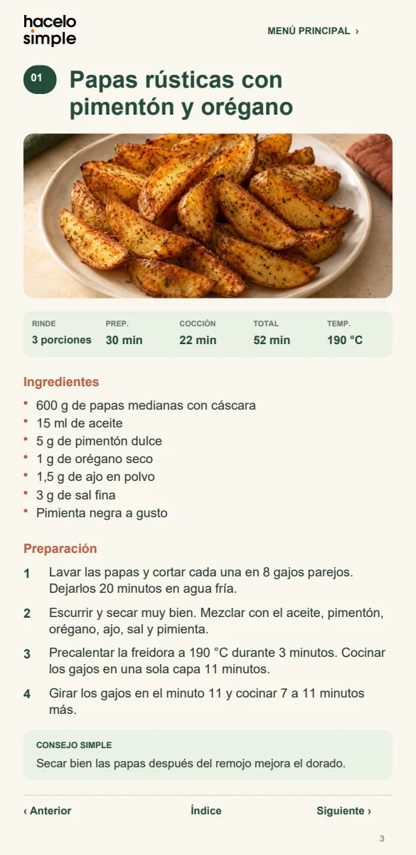 Papas rústicas: foto, ingredientes y preparación de la guía